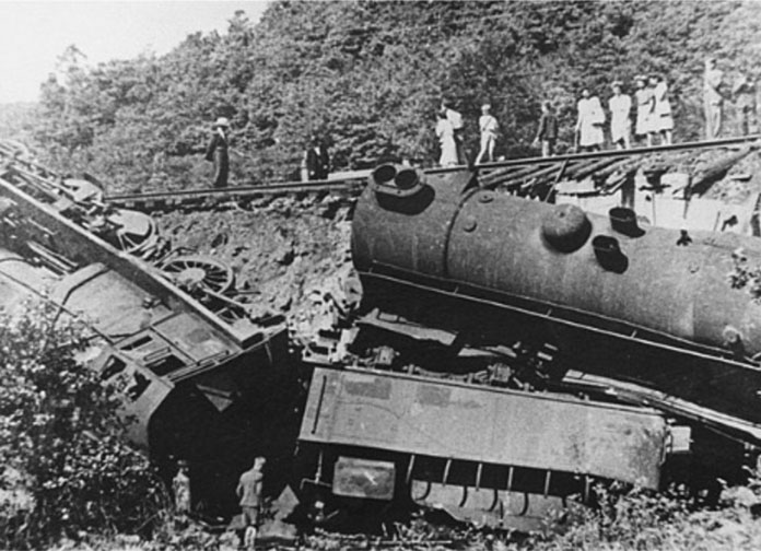 Train after partisan attack.